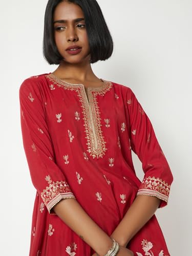 Max Women's Polyester Blend Kurta Set (COME58002A_RED