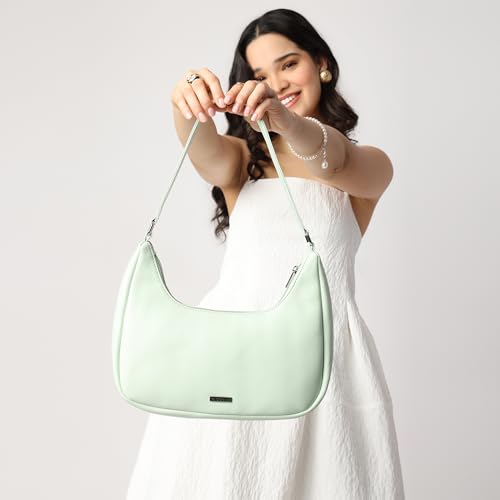 Fastrack Quilted Crush Shoulder Bag | Faux-Leather Women’s Bag | Zipper Closure with Silver Strap Accents & Utility Pockets | Gifts for Women