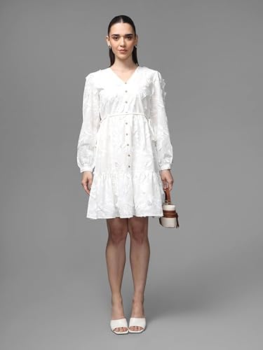 Kazo Regent Mini Dress with Belt (White_XL)