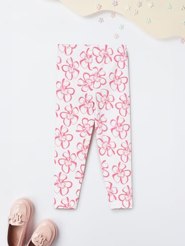 Max Girls Floral Print Leggings(Off White_2-3 Y)