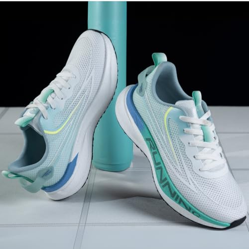 Red Chief Sports Running Shoes for Men & Boys | Stylish Lace-Up Outdoor Shoes | Lightweight Walking-Style Runners | Comfortable Athletic Oc.Green-White | Size-7 | R1725 F042A