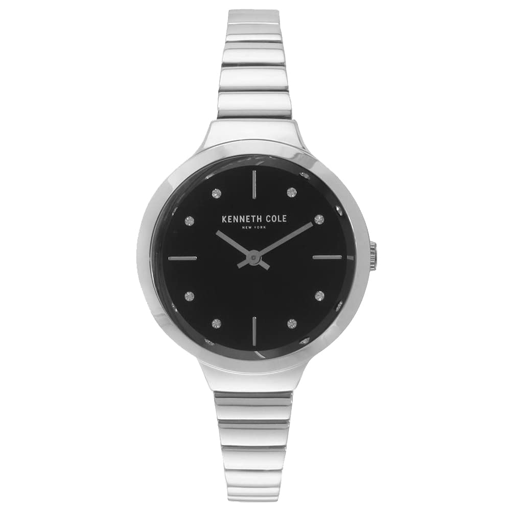 Kenneth Cole Quartz Analog Black Dial Stainless Steel Strap Watch for Women-NCKC50121001LD