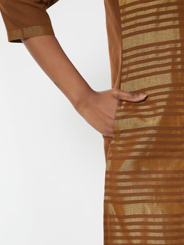 Max Women Metallic Print Straight Kurta (Brown_XXL)
