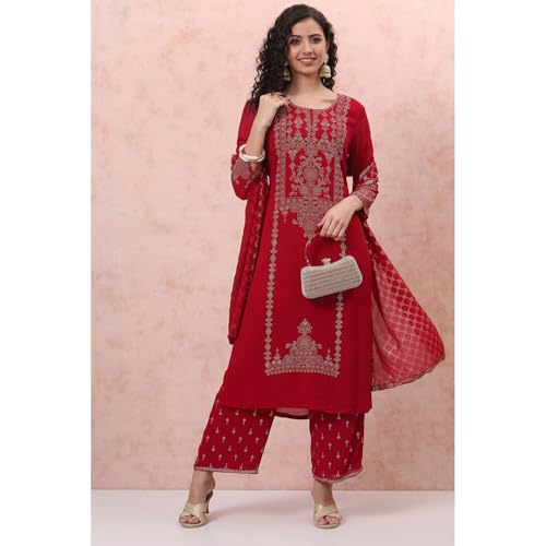 Rangriti Women Polyester Printed Suit Set (RSKASSORTED17094AW22PNK_Pink