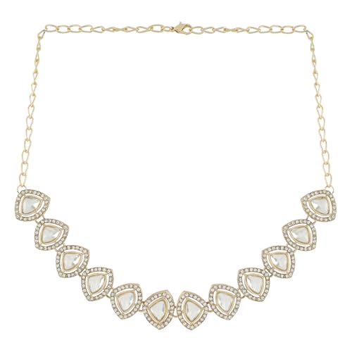 TEEJH Vatsala Silver White Necklace set