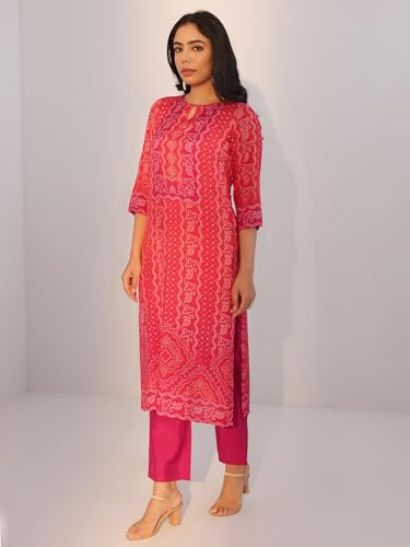 Libas Women's Silk Blend Kurta Set (400314R_Red
