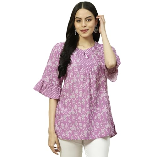 Rangriti Women's Regular Fit Blouse (RMMINDIETO18239SS23PRPL_Purple