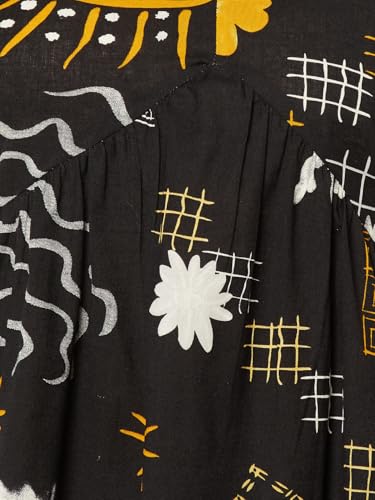 Max Women Printed Tiered Dress (Black_L)