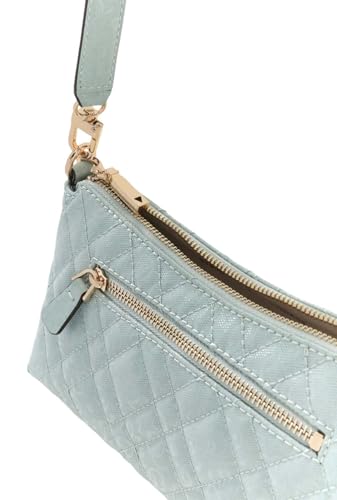 Guess Light Sage Quilted Zipper Isemay Shoulder Bag
