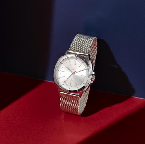 Fastrack Vyb Quartz Analog Silver Dial Steel Sheet Metal Strap Watch for Men-FV30014SM01W