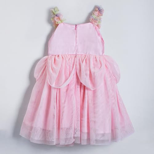 Hopscotch Girls Pink Sleeveless Ruffle Embellished Dress for Age (5-6 Years)