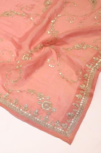 Soch Womens Peach Tissue Zari Embroidered Salwar Suit