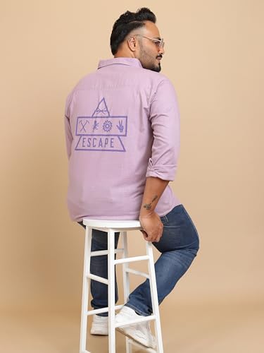 Highlander Men's Plus Size | Spread Collar | Long Sleeves | Pure Cotton | Casual Shirt Lavender