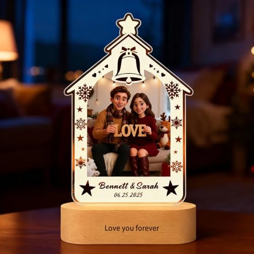 CRAFTY MARVELS Personalized Photo Lamp, Night Light Plaque,Couple, Anniversary, Christmas Gift, Custom Led Night Light, Gift for Her Him Family Friends, 5x7 inch