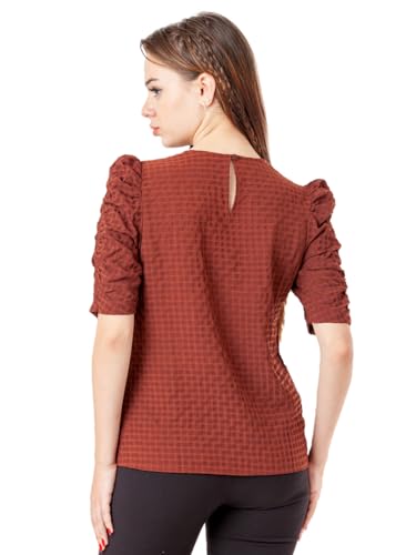 Zink London Women's Brown Textured Straight Top