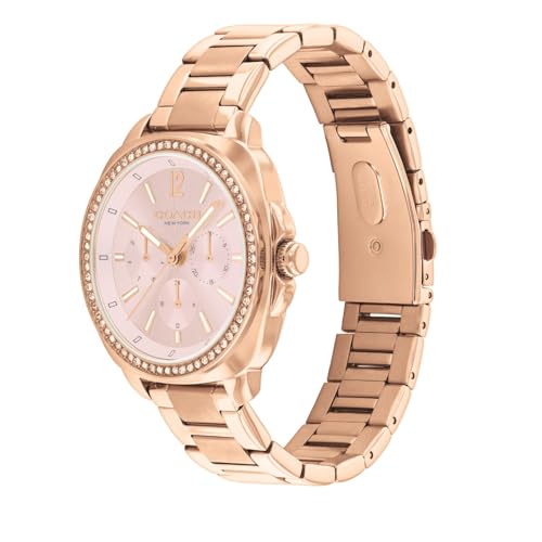 Coach Kitt Qtz Multifunction Blush Tonneau Dial Women's Watch|Ionic Plated Rose Gold Steel Material|Rose Gold Color Band - 14504399