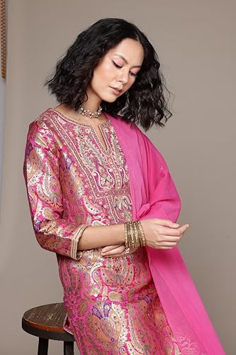 Aarke Ritu Kumar Pink Yasmine Festive Kurta With Palazzo And Dupatta