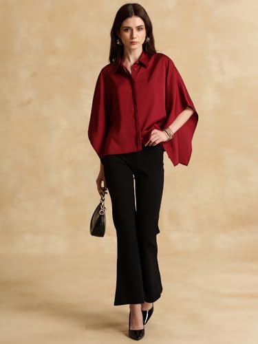 Kazo Christina Batwing Sleeve Shirt Wine