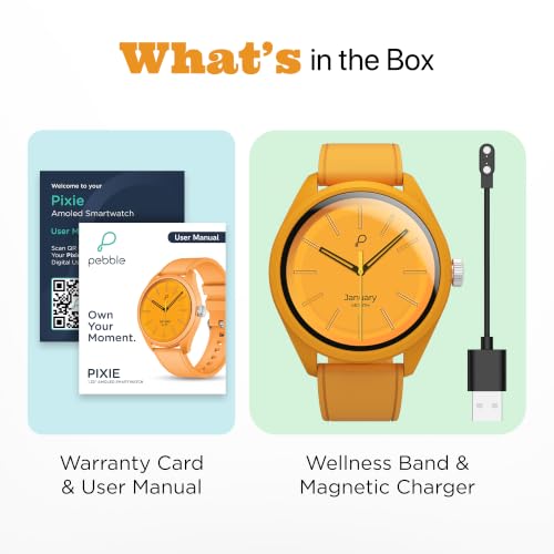 Pebble Pixie 1.32" AMOLED Smartwatch with Bluetooth Calling | Always-On Display, Lightweight, Health & Sleep Tracking, Smart Notifications