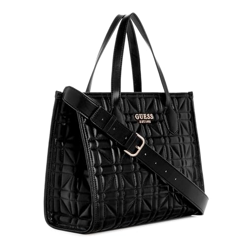 GUESS Women's Black Quilted Tote Bag| Ladies Purse Handbags | Gift For Ladies
