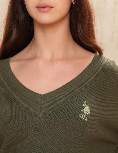 U.S. POLO ASSN. Solid Relaxed Fit Sweater (UWAW25SWE191_Green_XL)