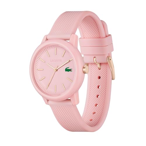 Lacoste 12.12 Ladies Qtz Basic Pink Round Dial Women's Watch|Pink Silicone Material|Multi Color Band - 2001213