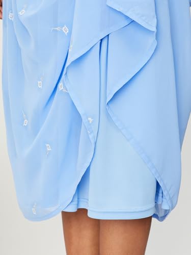 Max Women A-Line Embroidered Midi Dress (EMBDRS34049LIGHT Blue)_L