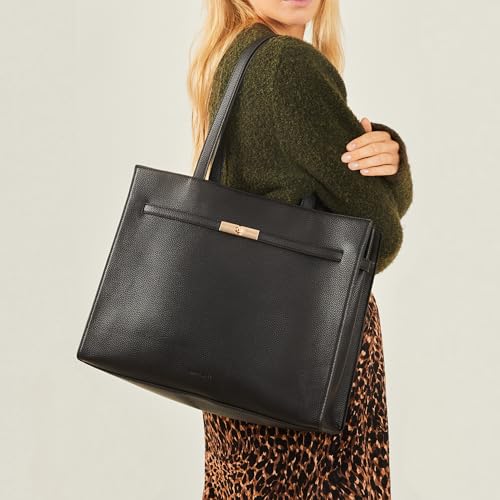 Accessorize London Women's Black Metal twist-lock tote Bag