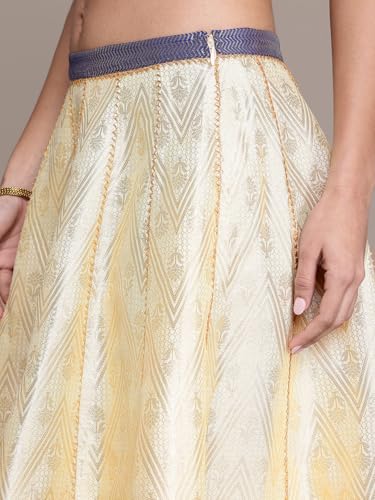 Beige Brocade Sweetheart Neck Blouse With Lehanga And Dupatta