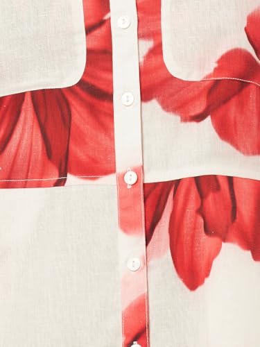 Max Women Floral Print Shirt Dress (Off White_L)
