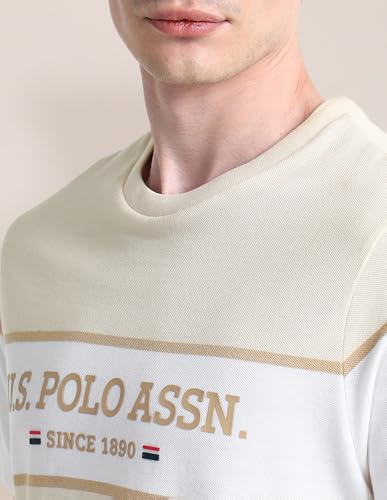 U.S.POLO ASSN. Men's Color Block Fitted T-Shirt (USTSH2021 Beige