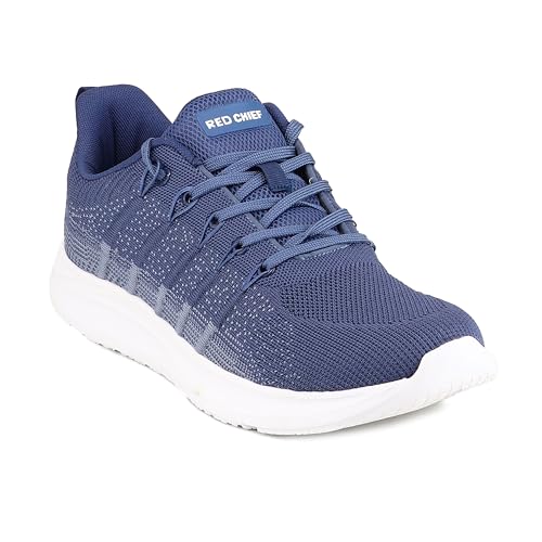 Red Chief Men Sport Running Shoes | Breathable Flynet Lace-Up | Grey Low Ankle (R1743)