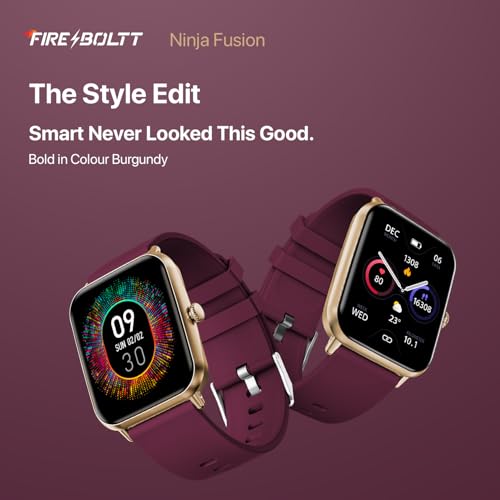 Fire-Boltt Ninja Call Pro Plus Fusion Smart Watch 1.83 inch with Bluetooth Calling, AI Voice Assistance, 100 Sports Modes IP67 Rating, 240 * 280 Pixel High Resolution (Wine)