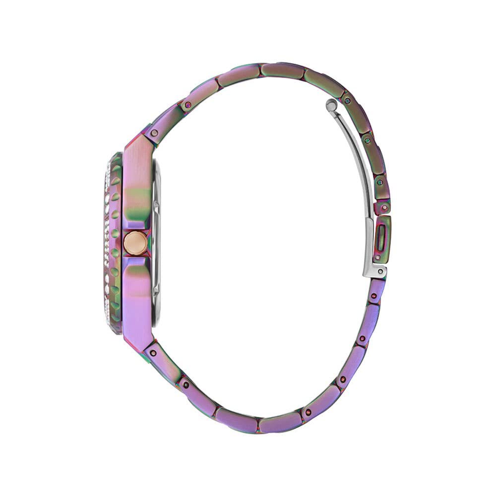 Guess Womens 39 mm Reveal Rose Gold Dial Stainless Steel Analog Watch - GW0302L3