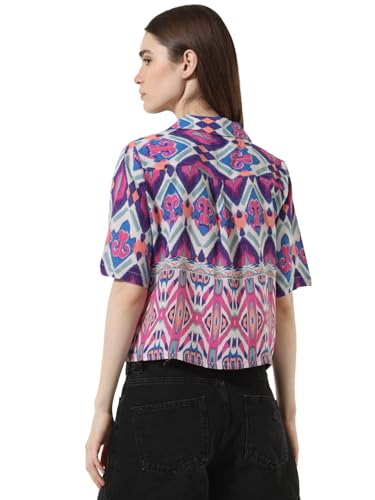 ONLY Women Printed Viscose Purple Shirt