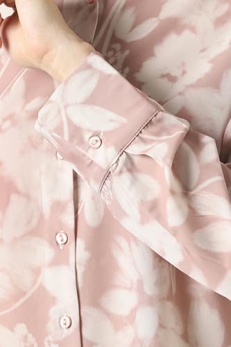 Women Pink Print Long Sleeves Formal Shirt