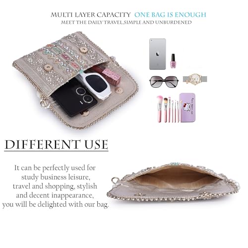 PLANX SILK Stylish Fancy Designer Potli Bag – Embroidered Pearl Handle Festive Clutch