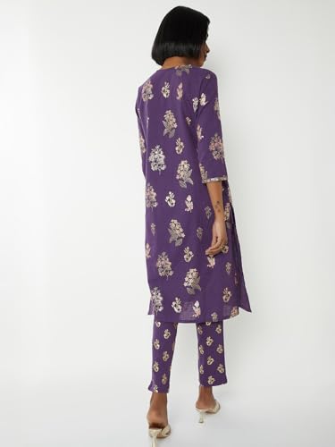 Max Women's Cotton Blend Kurta Set (CTKSTGEP37_Purple