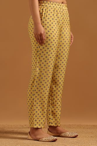 Soch Womens Yellow Muslin Botanical Embroidered Kurta Set