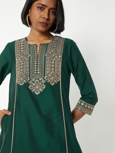 Max Women Embroidered Staright Kurta Set (Green_XXL)