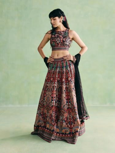Aarke Ritu Kumar Black Festive Blouse With Lehanga And Dupatta