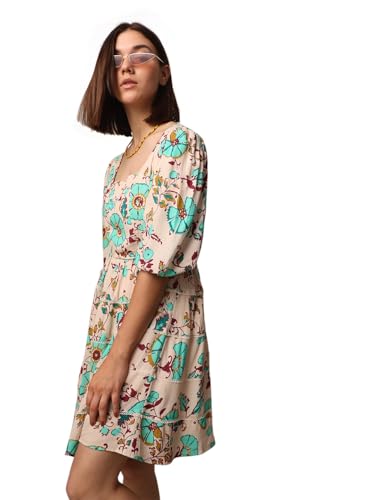 ONLY Women Floral Casual Beige Fit and Flare Dress