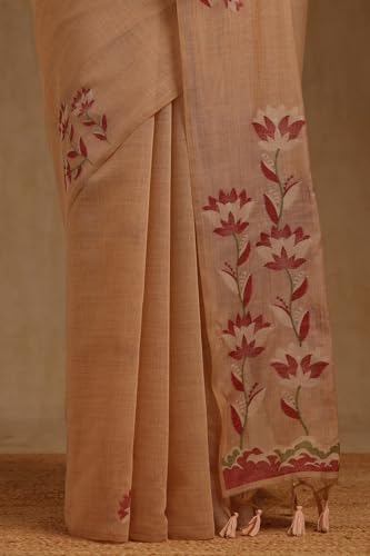 Soch Womens Peach Chanderi Woven Design Saree