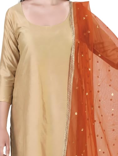 Studio Shringaar Women's Net Embroidered Full Size Dupatta (42" X 2.50 Meters) (Rust)