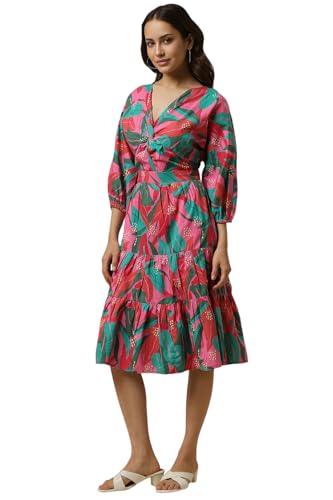 Allen Solly Women's Cotton Modern Knee-Length Dress (AHDRCRGFQ67749_Pink
