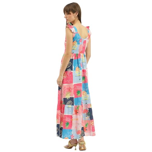 United Colors of Benetton V-Neck Printed Dress (Size:M)-25P4WVNDR185I72LM Multicolour