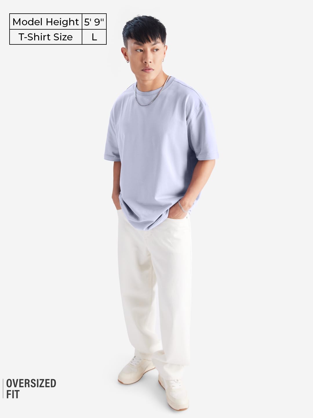 The Souled Store Original Solids: Lavender Men Oversized T-Shirts