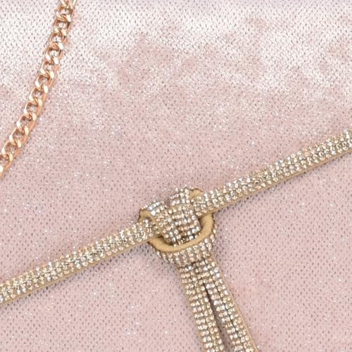 ESBEDA Babypink Color Crystal Belt Top Handle Clutch