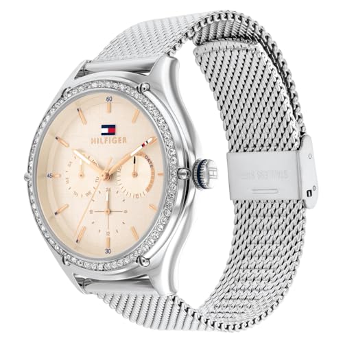 Tommy Hilfiger Multifunction Gold Dial Stainless Steel Strap Watch for Women