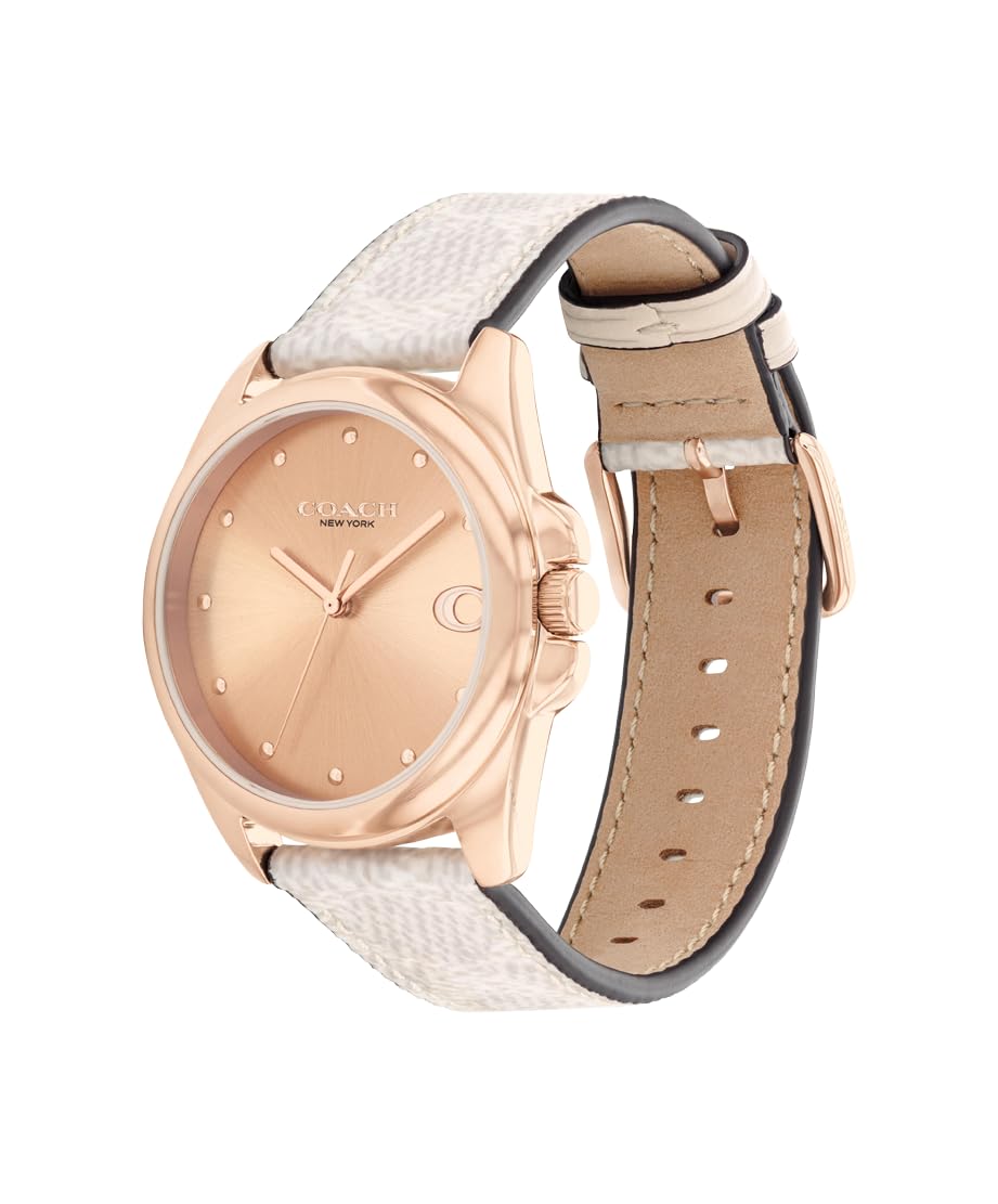 Coach Greyson Qtz Basic Rose Gold Round Dial Women's Analog Watch|Grey PVC Material|Grey Color Band - 14504113